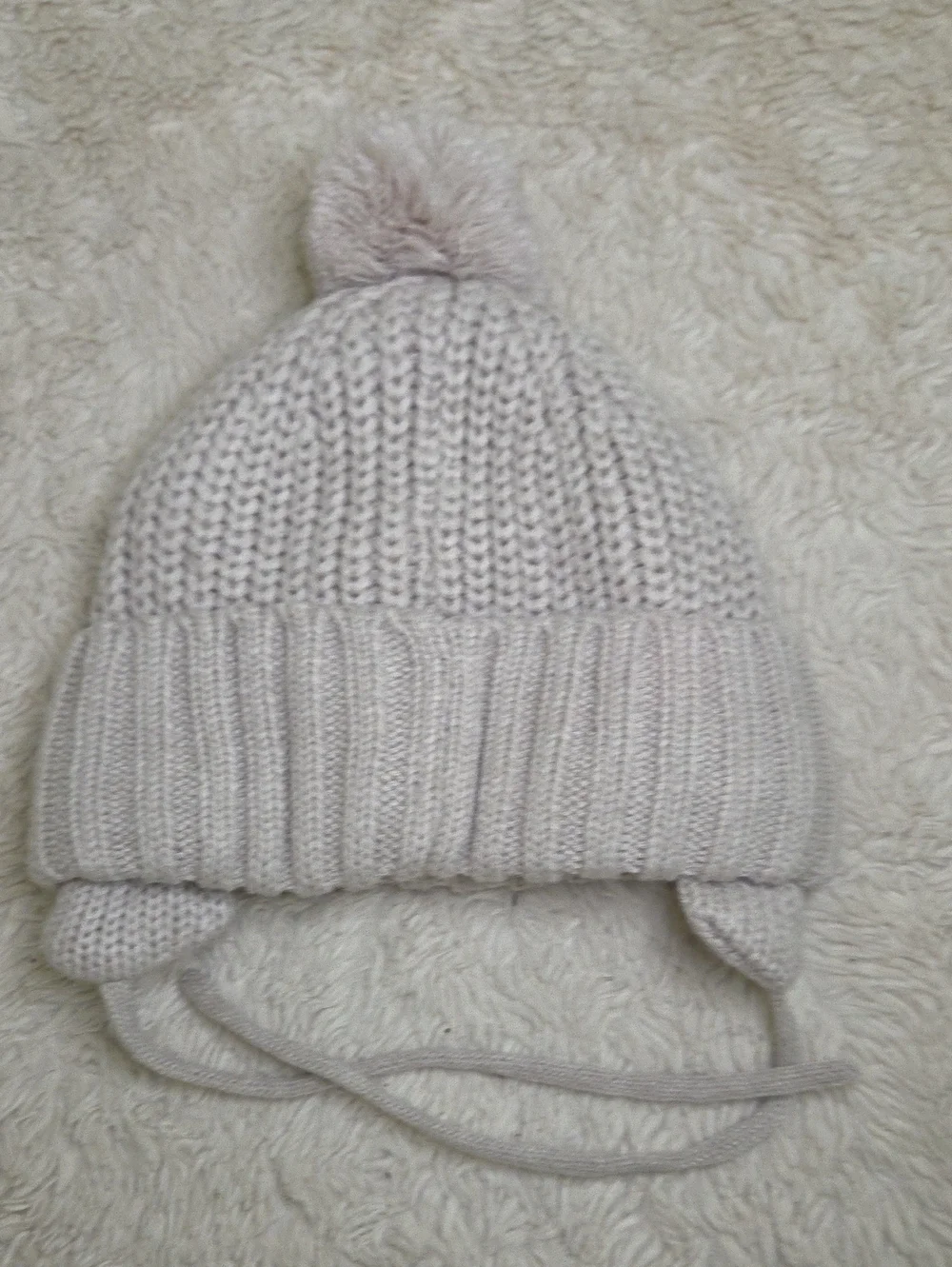H&M Light Tan Color Fleece Lined Beanie Hat Sz 9-12 Months